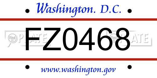 FZ0468 District Of Columbia License Plate