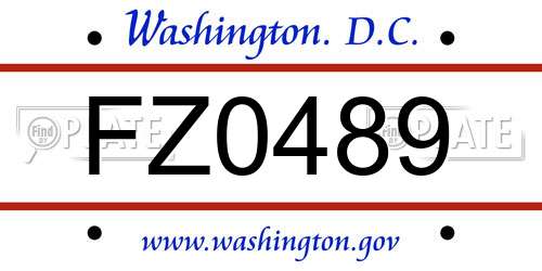 FZ0489 District Of Columbia License Plate