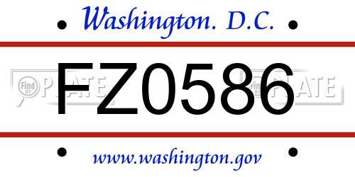 FZ0586 District Of Columbia License Plate