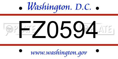 FZ0594 District Of Columbia License Plate