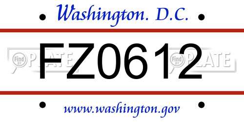 FZ0612 District Of Columbia License Plate