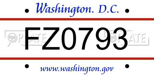 FZ0793 District Of Columbia License Plate