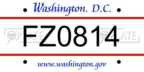 FZ0814 District Of Columbia License Plate