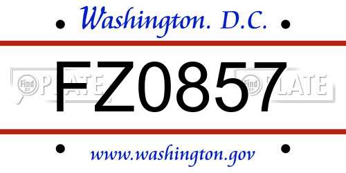 FZ0857 District Of Columbia License Plate