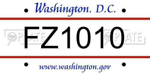 FZ1010 District Of Columbia License Plate