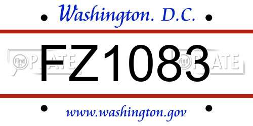 FZ1083 District Of Columbia License Plate