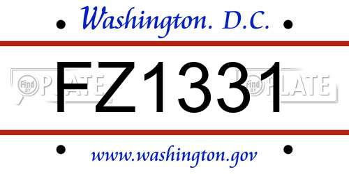 FZ1331 District Of Columbia License Plate