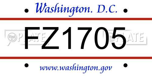 FZ1705 District Of Columbia License Plate