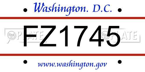 FZ1745 District Of Columbia License Plate