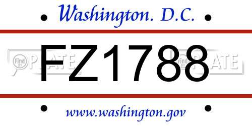 FZ1788 District Of Columbia License Plate