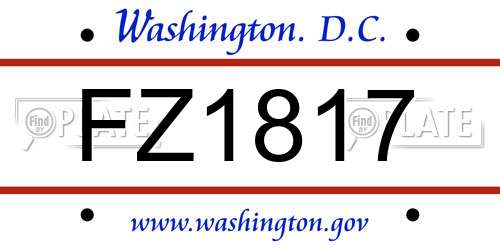 FZ1817 District Of Columbia License Plate