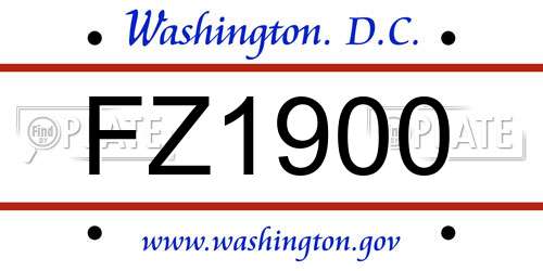 FZ1900 District Of Columbia License Plate