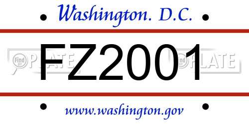 FZ2001 District Of Columbia License Plate