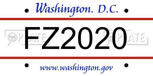 FZ2020 District Of Columbia License Plate