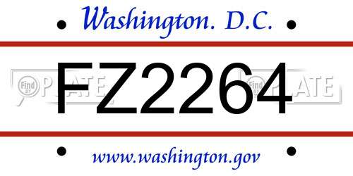 FZ2264 District Of Columbia License Plate