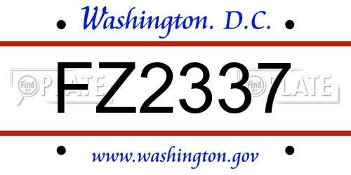 FZ2337 District Of Columbia License Plate