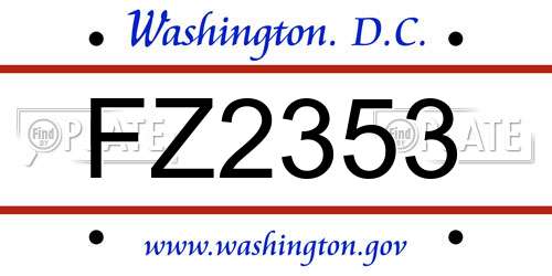 FZ2353 District Of Columbia License Plate