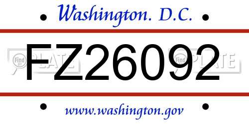 FZ26092 District Of Columbia License Plate