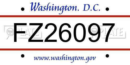 FZ26097 District Of Columbia License Plate