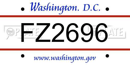 FZ2696 District Of Columbia License Plate