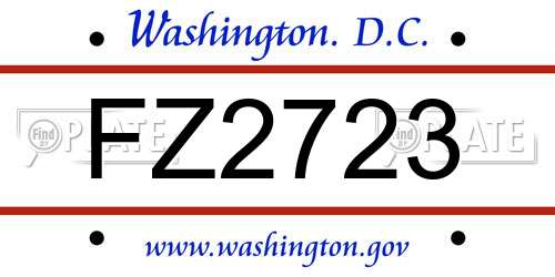 FZ2723 District Of Columbia License Plate