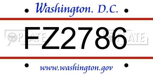 FZ2786 District Of Columbia License Plate