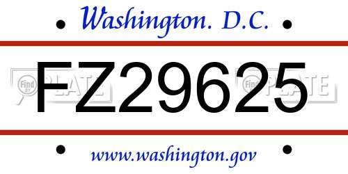 FZ29625 District Of Columbia License Plate