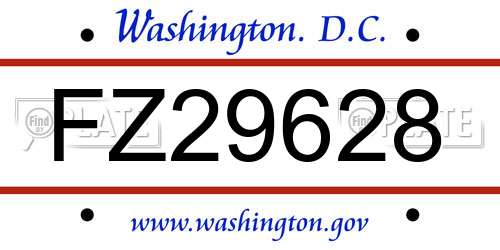 FZ29628 District Of Columbia License Plate