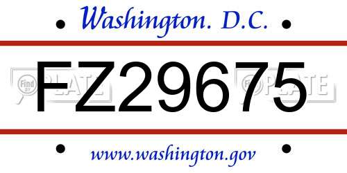FZ29675 District Of Columbia License Plate