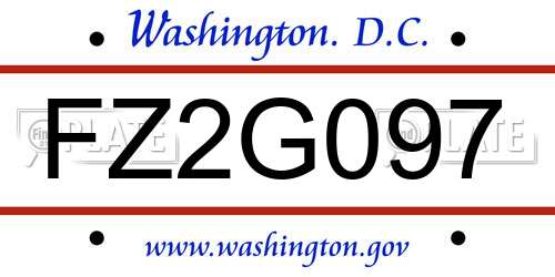 FZ2G097 District Of Columbia License Plate
