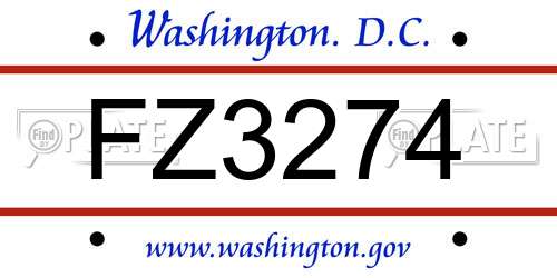 FZ3274 District Of Columbia License Plate