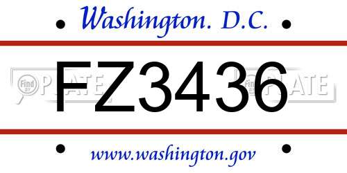 FZ3436 District Of Columbia License Plate