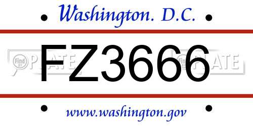FZ3666 District Of Columbia License Plate