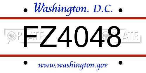 FZ4048 District Of Columbia License Plate