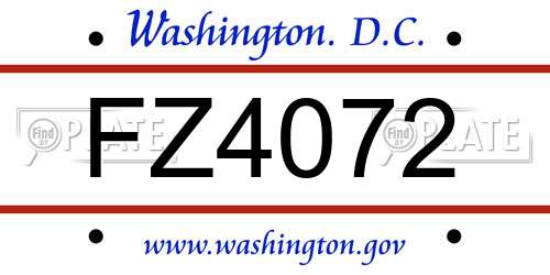 FZ4072 District Of Columbia License Plate