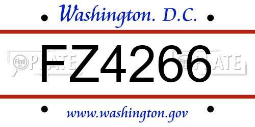 FZ4266 District Of Columbia License Plate