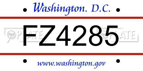 FZ4285 District Of Columbia License Plate
