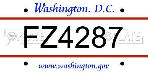 FZ4287 District Of Columbia License Plate