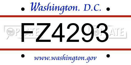 FZ4293 District Of Columbia License Plate