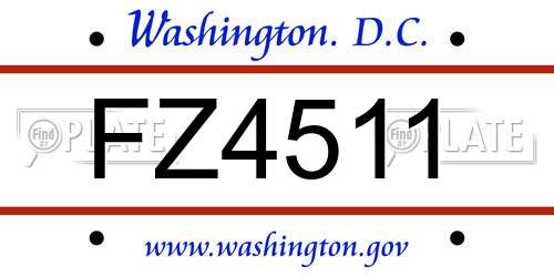 FZ4511 District Of Columbia License Plate