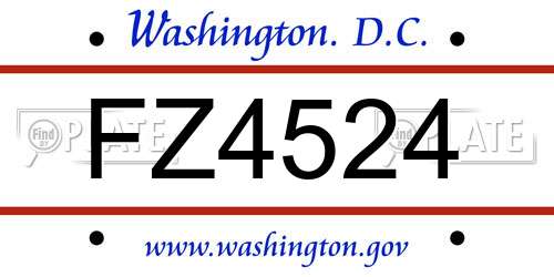 FZ4524 District Of Columbia License Plate