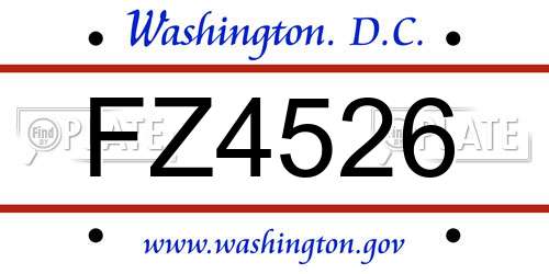 FZ4526 District Of Columbia License Plate