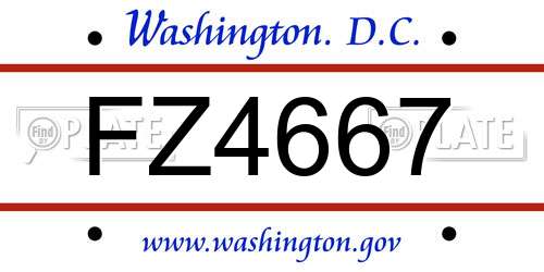 FZ4667 District Of Columbia License Plate