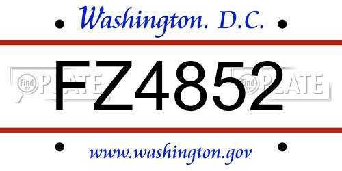 FZ4852 District Of Columbia License Plate
