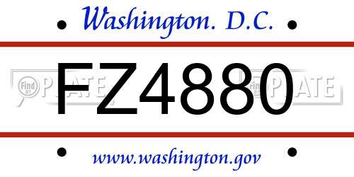 FZ4880 District Of Columbia License Plate