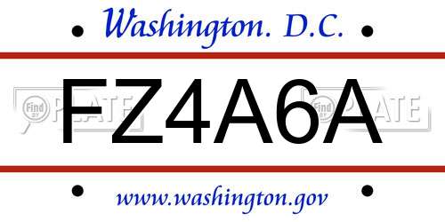 FZ4A6A District Of Columbia License Plate