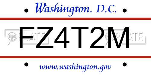 FZ4T2M District Of Columbia License Plate