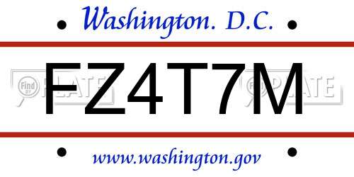 FZ4T7M District Of Columbia License Plate