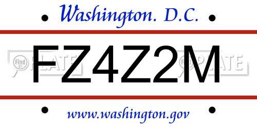 FZ4Z2M District Of Columbia License Plate