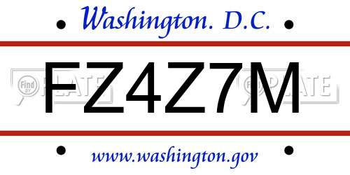 FZ4Z7M District Of Columbia License Plate